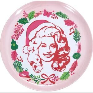 Dolly Parton Christmas Serving Tray Round Plastic 14.17” Melamine